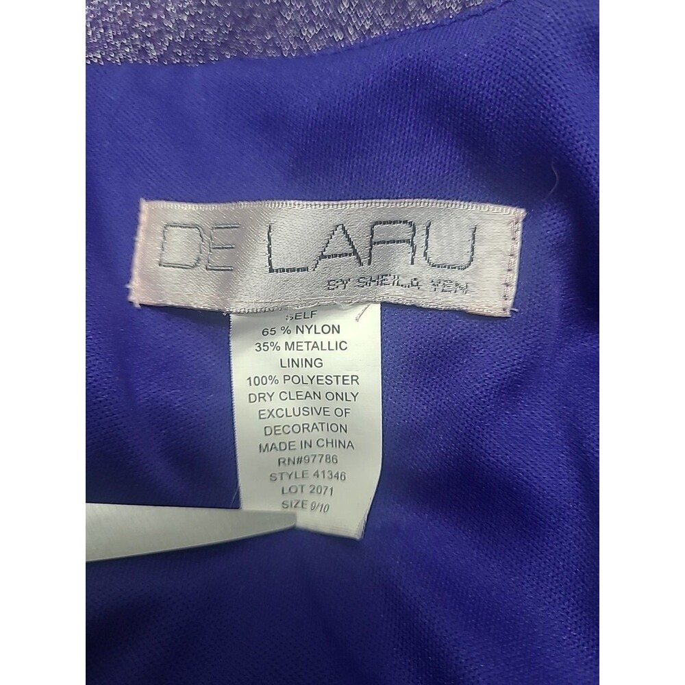 De Laru Dress Womens Size 9 10 Long Purple Metallic Spaghetti Strap Dress - Picture 4 of 8